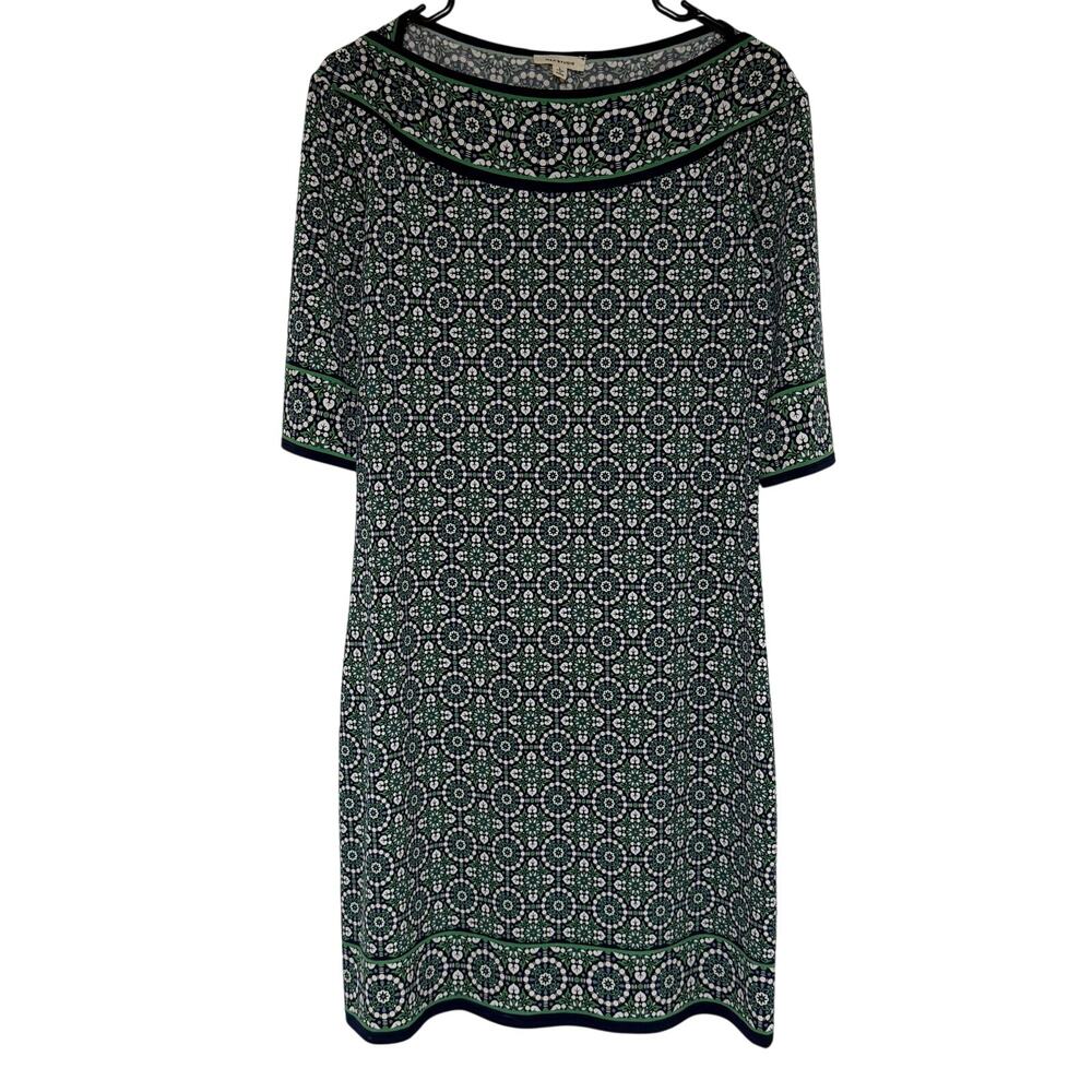 MAX STUDIO Knee Length Dress Geometric Print Half Sleeve Slinky Stretch Large